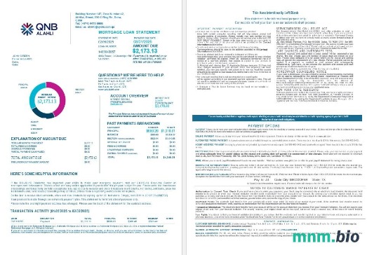 Katar QNB Alahli Bank wyciąg z kredytu hipotecznego w formatach Word i PDF 1-2